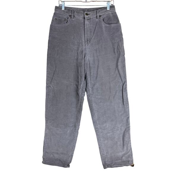 LL Bean Womens Pants Gray Super Soft Corduroy Barrel Fit High Rise Stretch 12 - Picture 1 of 11